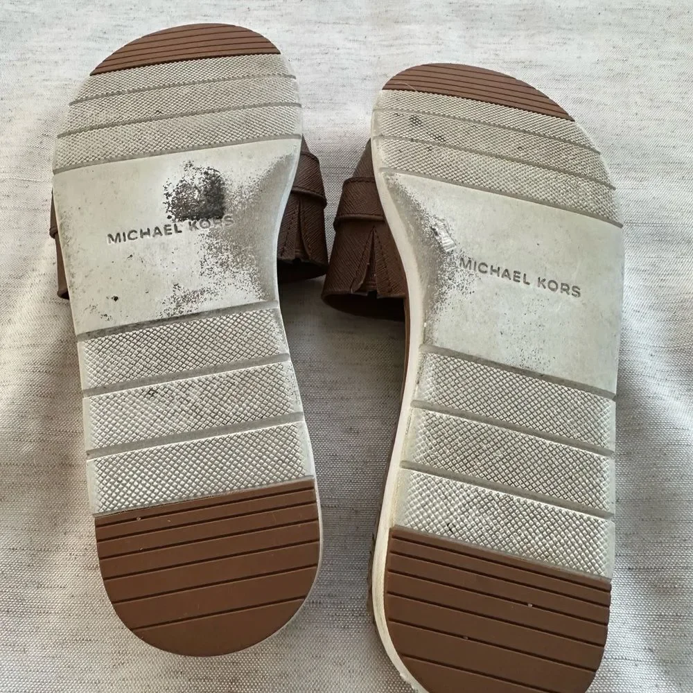 Michael Kors Leather Slip On Sandal 9